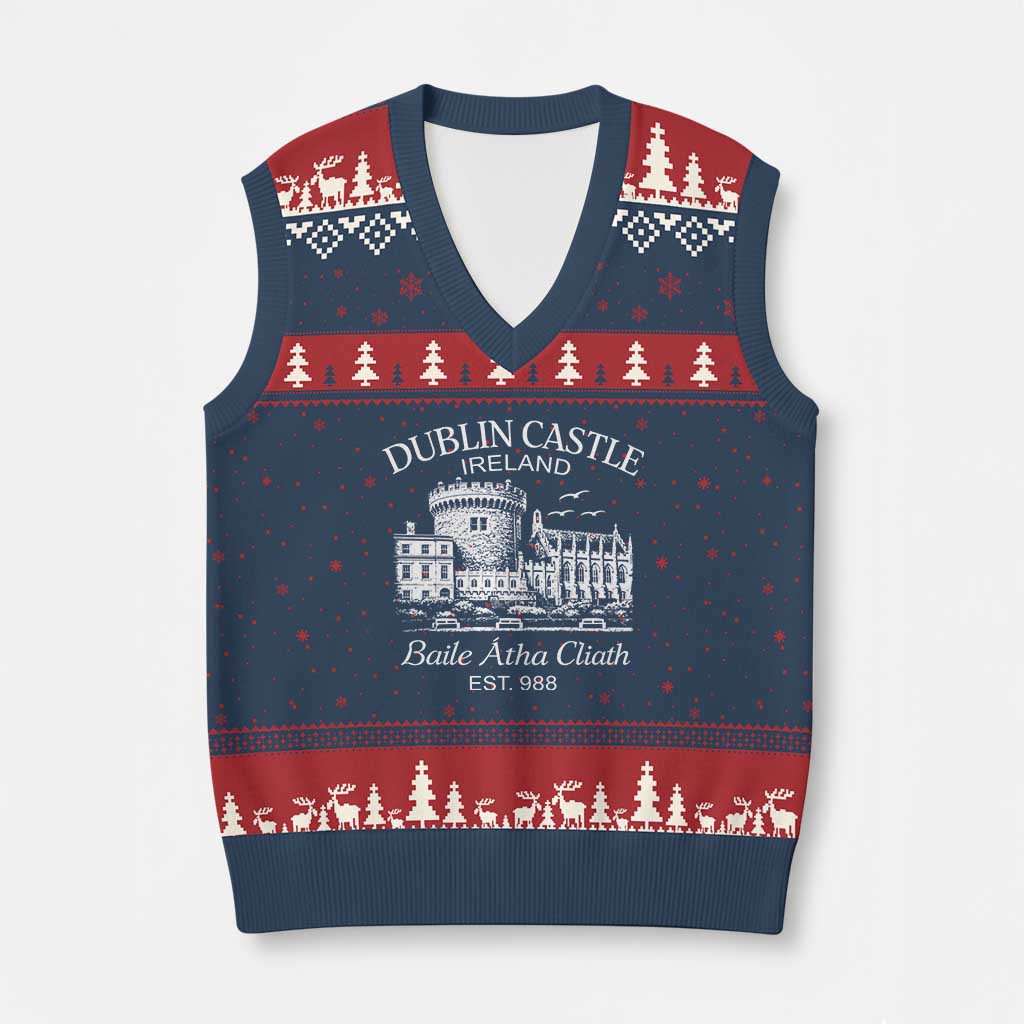 Dublin Castle Ireland V-Neck Knit Sweater Vest Baile Atha Cliath Ireland Travel Souvenir