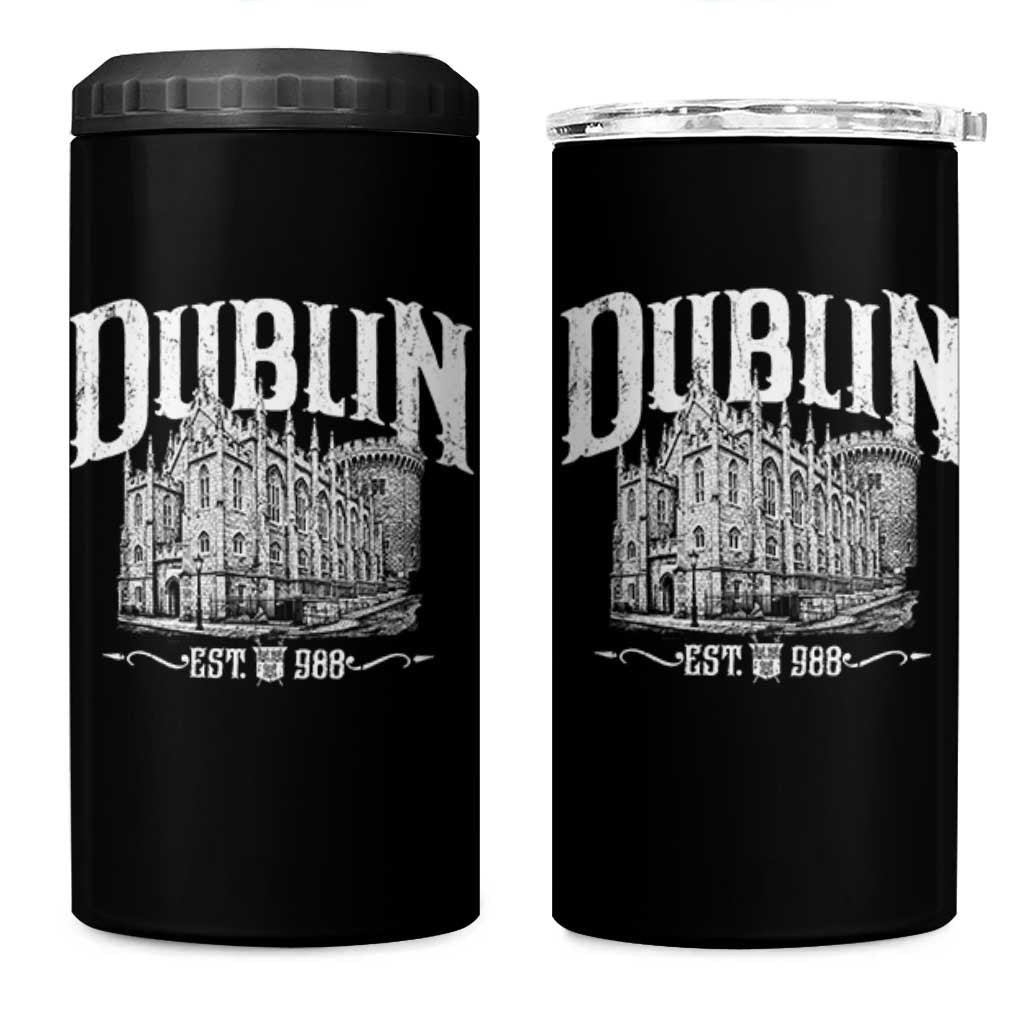Dublin Castle Ireland Est 988 Travel Souvenir 4 in 1 Can Cooler Tumbler