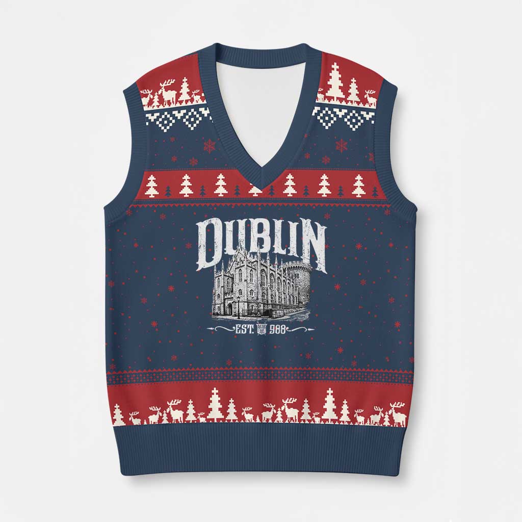 Dublin Castle Ireland Est 988 Travel Souvenir V-Neck Knit Sweater Vest
