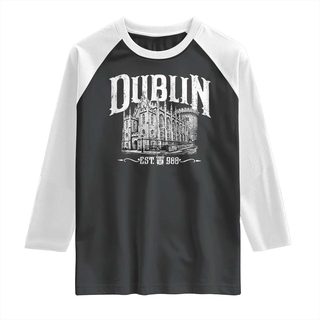 Dublin Castle Ireland Est 988 Travel Souvenir Raglan Shirt