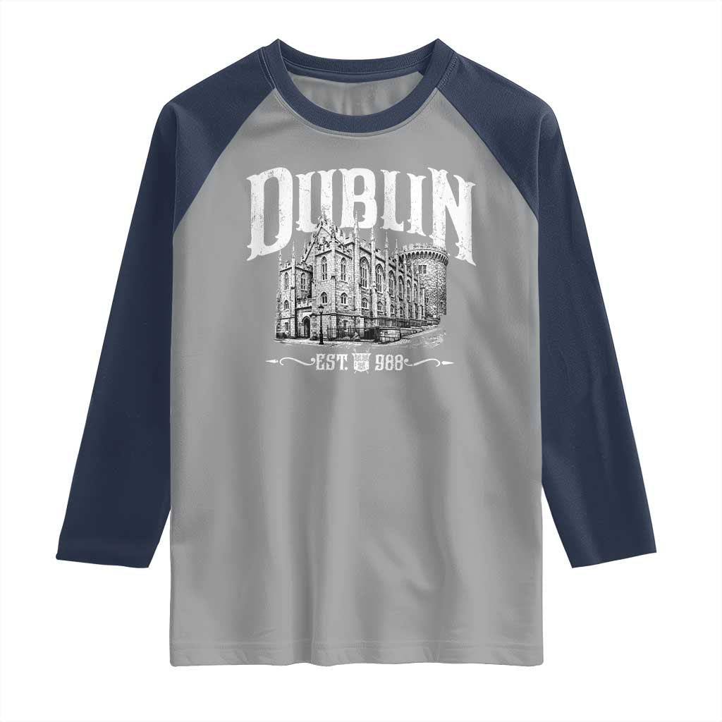 Dublin Castle Ireland Est 988 Travel Souvenir Raglan Shirt