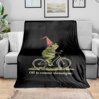 Funny Frog St Patricks Day Throw Blanket Off To Commit Shenanigans Four Leaf Clover