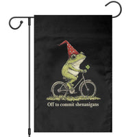 Funny Frog St Patricks Day Garden Flag Off To Commit Shenanigans Four Leaf Clover