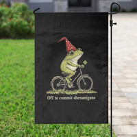 Funny Frog St Patricks Day Garden Flag Off To Commit Shenanigans Four Leaf Clover