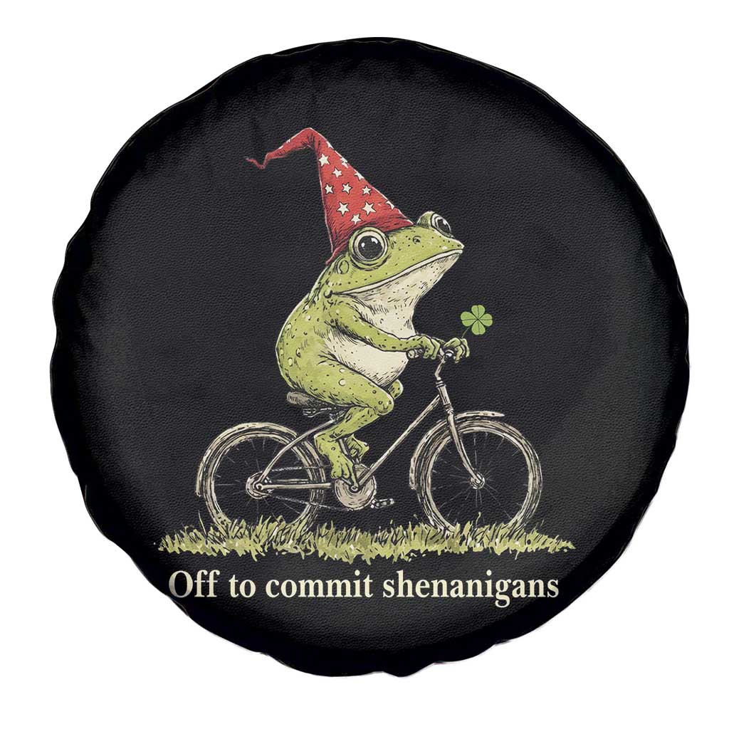 Funny Frog St Patricks Day Spare Tire Cover Off To Commit Shenanigans Four Leaf Clover