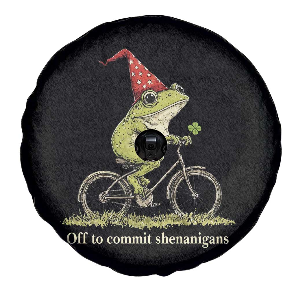 Funny Frog St Patricks Day Spare Tire Cover Off To Commit Shenanigans Four Leaf Clover