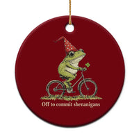 Funny Frog St Patricks Day Ceramic Ornament Off To Commit Shenanigans Four Leaf Clover