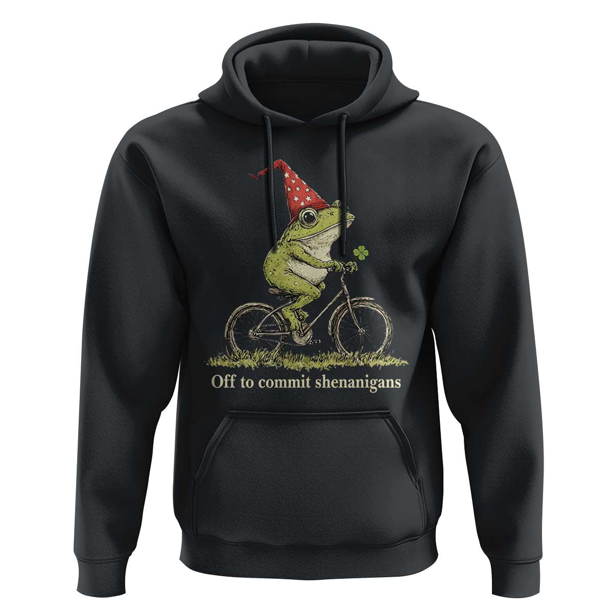 Funny Frog St Patricks Day Hoodie Off To Commit Shenanigans Four Leaf Clover