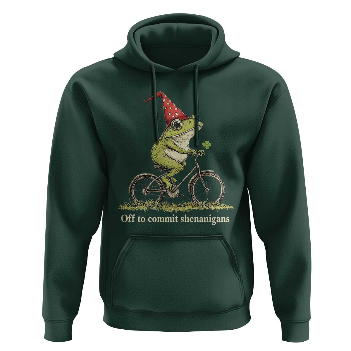Funny Frog St Patricks Day Hoodie Off To Commit Shenanigans Four Leaf Clover