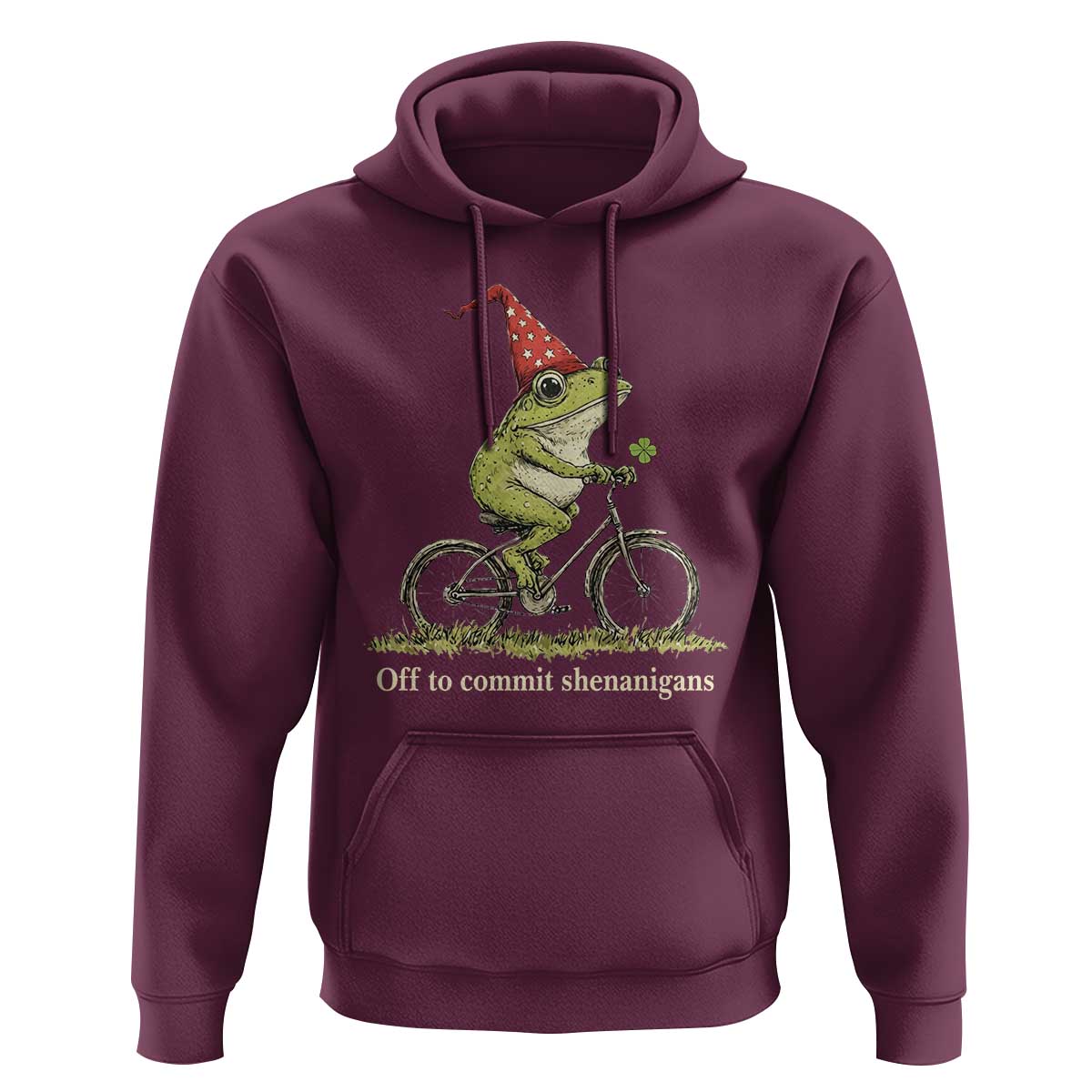 Funny Frog St Patricks Day Hoodie Off To Commit Shenanigans Four Leaf Clover
