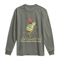 Funny Frog St Patricks Day Long Sleeve Shirt Off To Commit Shenanigans Four Leaf Clover