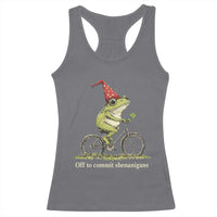 Funny Frog St Patricks Day Racerback Tank Top Off To Commit Shenanigans Four Leaf Clover