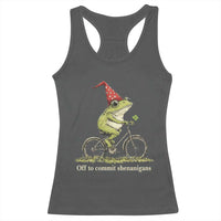 Funny Frog St Patricks Day Racerback Tank Top Off To Commit Shenanigans Four Leaf Clover