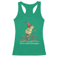 Funny Frog St Patricks Day Racerback Tank Top Off To Commit Shenanigans Four Leaf Clover