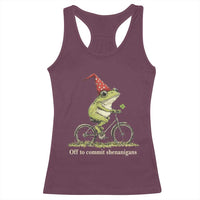 Funny Frog St Patricks Day Racerback Tank Top Off To Commit Shenanigans Four Leaf Clover