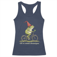 Funny Frog St Patricks Day Racerback Tank Top Off To Commit Shenanigans Four Leaf Clover