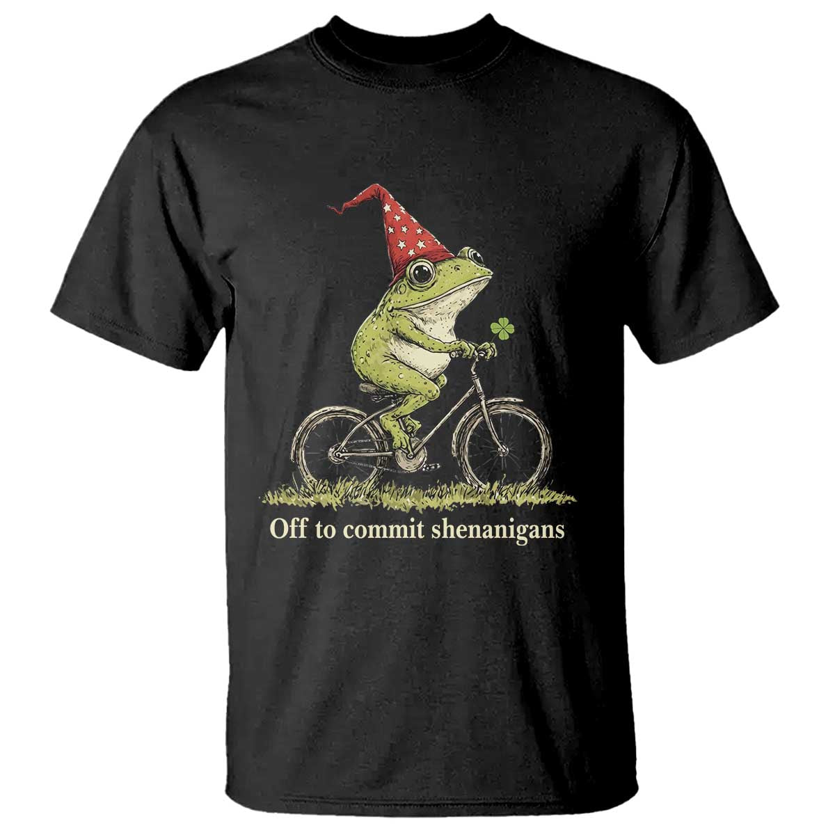 Funny Frog St Patricks Day T Shirt Off To Commit Shenanigans Four Leaf Clover