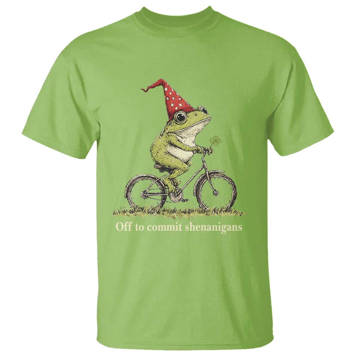 Funny Frog St Patricks Day T Shirt Off To Commit Shenanigans Four Leaf Clover