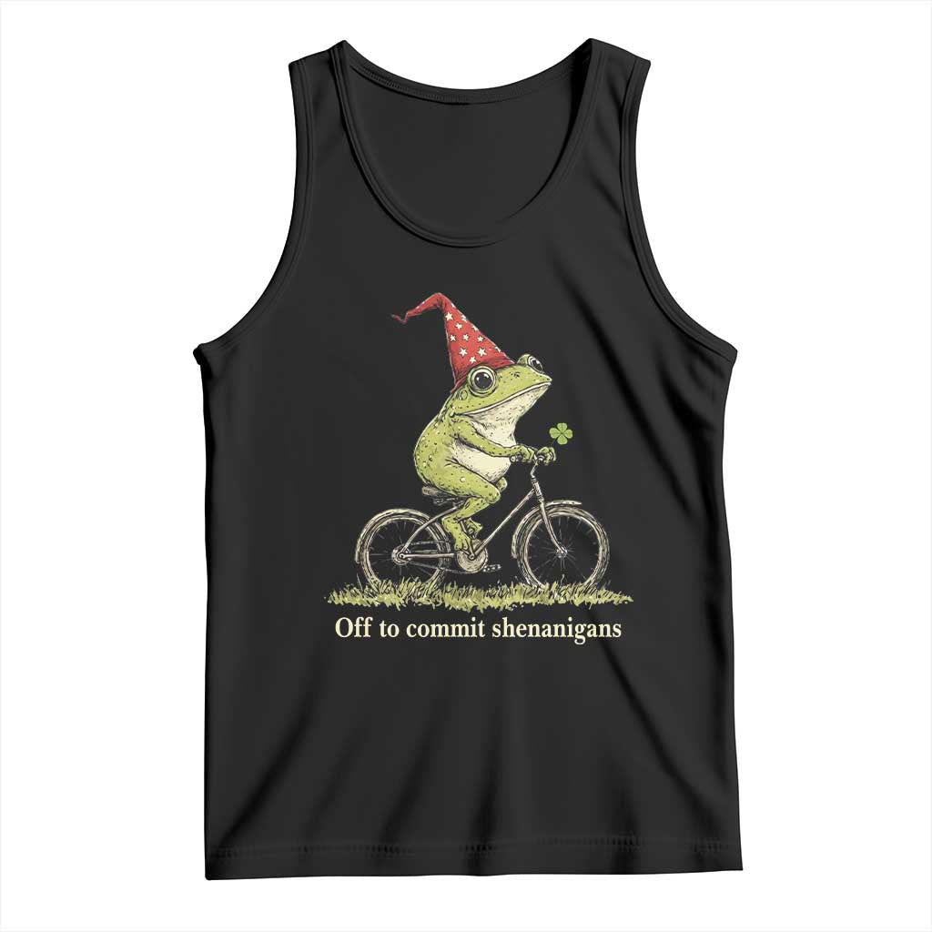 Funny Frog St Patricks Day Tank Top Off To Commit Shenanigans Four Leaf Clover