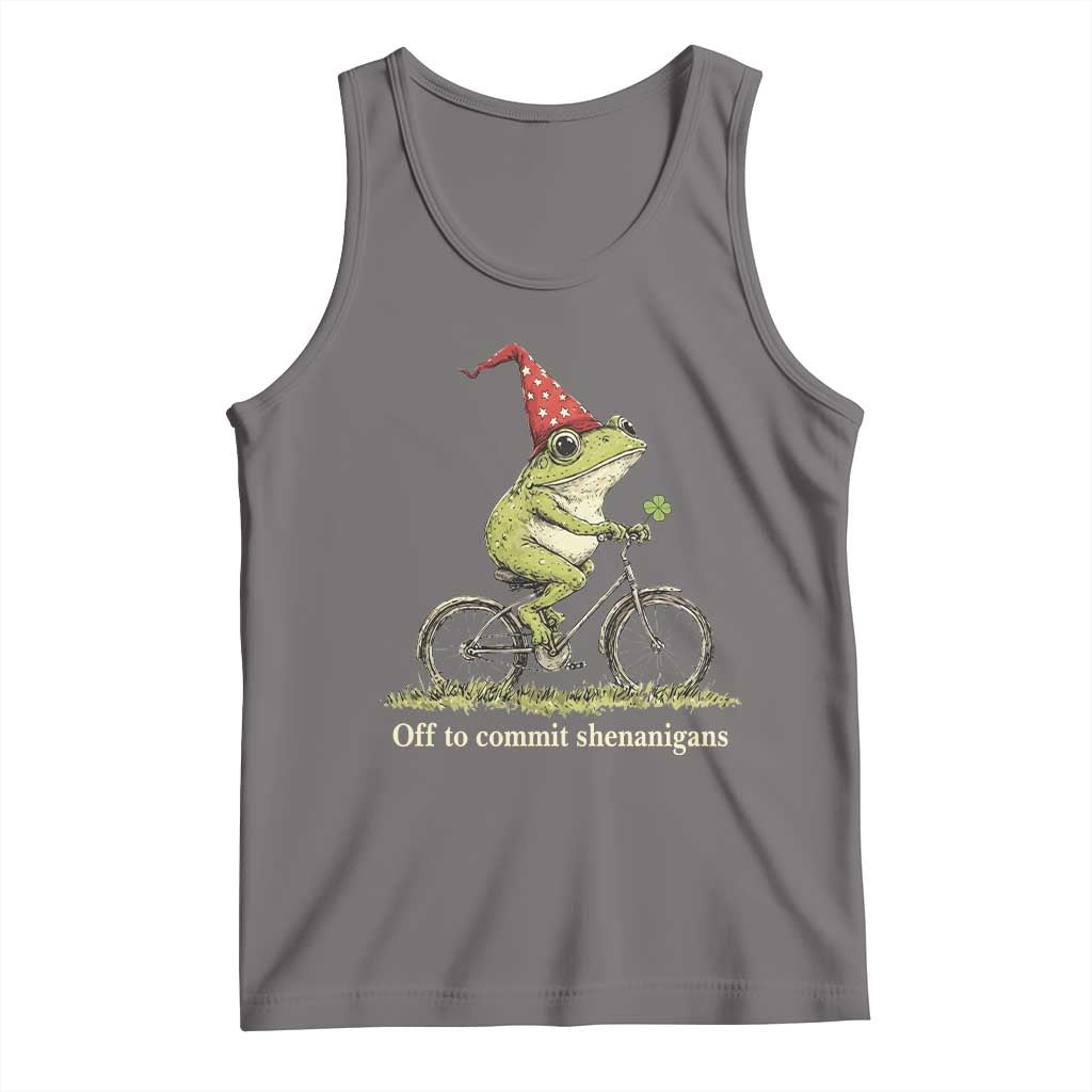 Funny Frog St Patricks Day Tank Top Off To Commit Shenanigans Four Leaf Clover