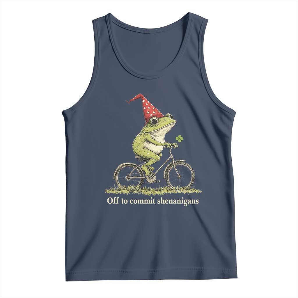 Funny Frog St Patricks Day Tank Top Off To Commit Shenanigans Four Leaf Clover