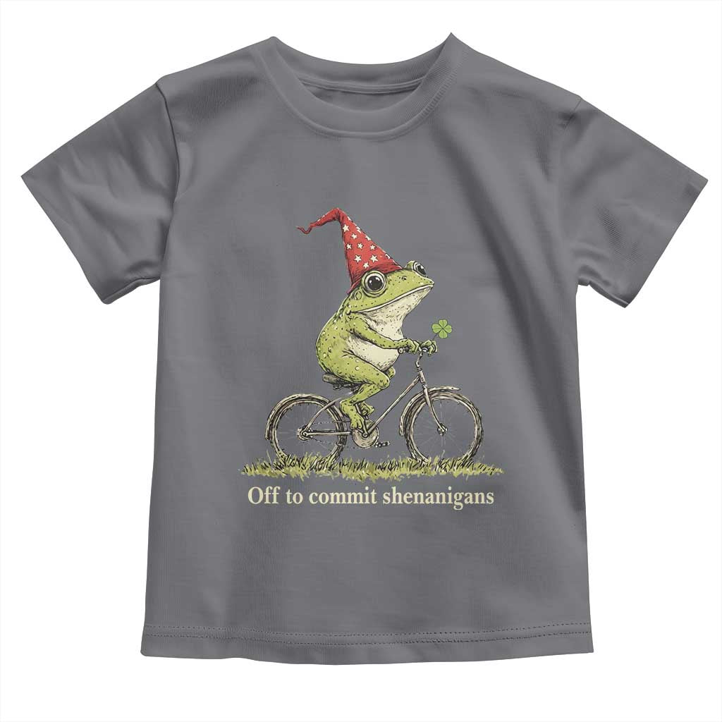 Funny Frog St Patricks Day Toddler T Shirt Off To Commit Shenanigans Four Leaf Clover