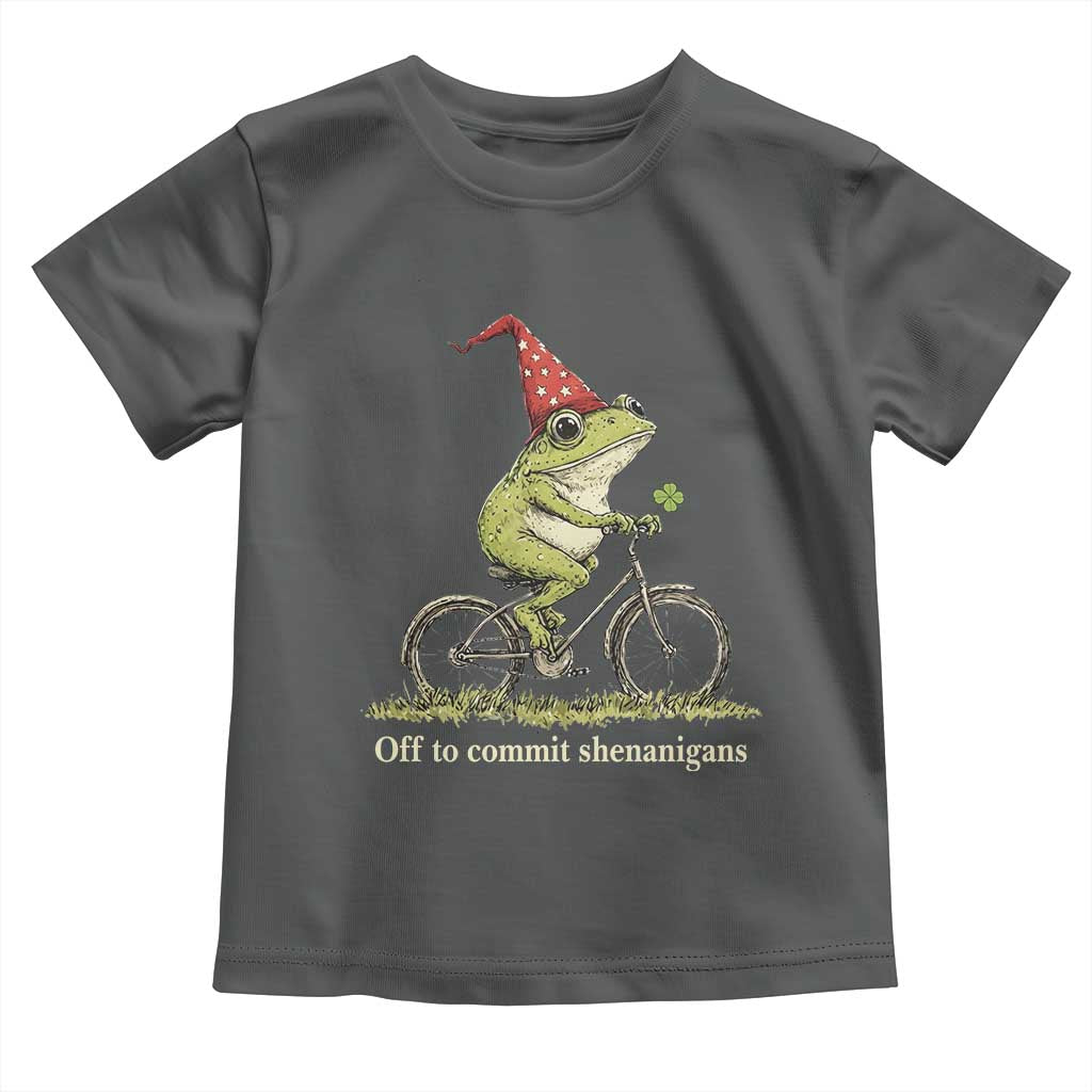 Funny Frog St Patricks Day Toddler T Shirt Off To Commit Shenanigans Four Leaf Clover