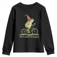 Funny Frog St Patricks Day Youth Sweatshirt Off To Commit Shenanigans Four Leaf Clover