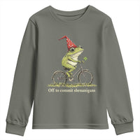 Funny Frog St Patricks Day Youth Sweatshirt Off To Commit Shenanigans Four Leaf Clover