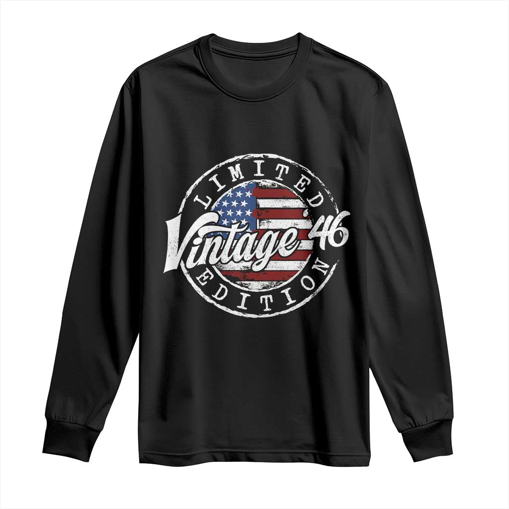 Funny 80th Birthday Long Sleeve Shirt Vintage 1946 Stamp 80 Years Old American Flag