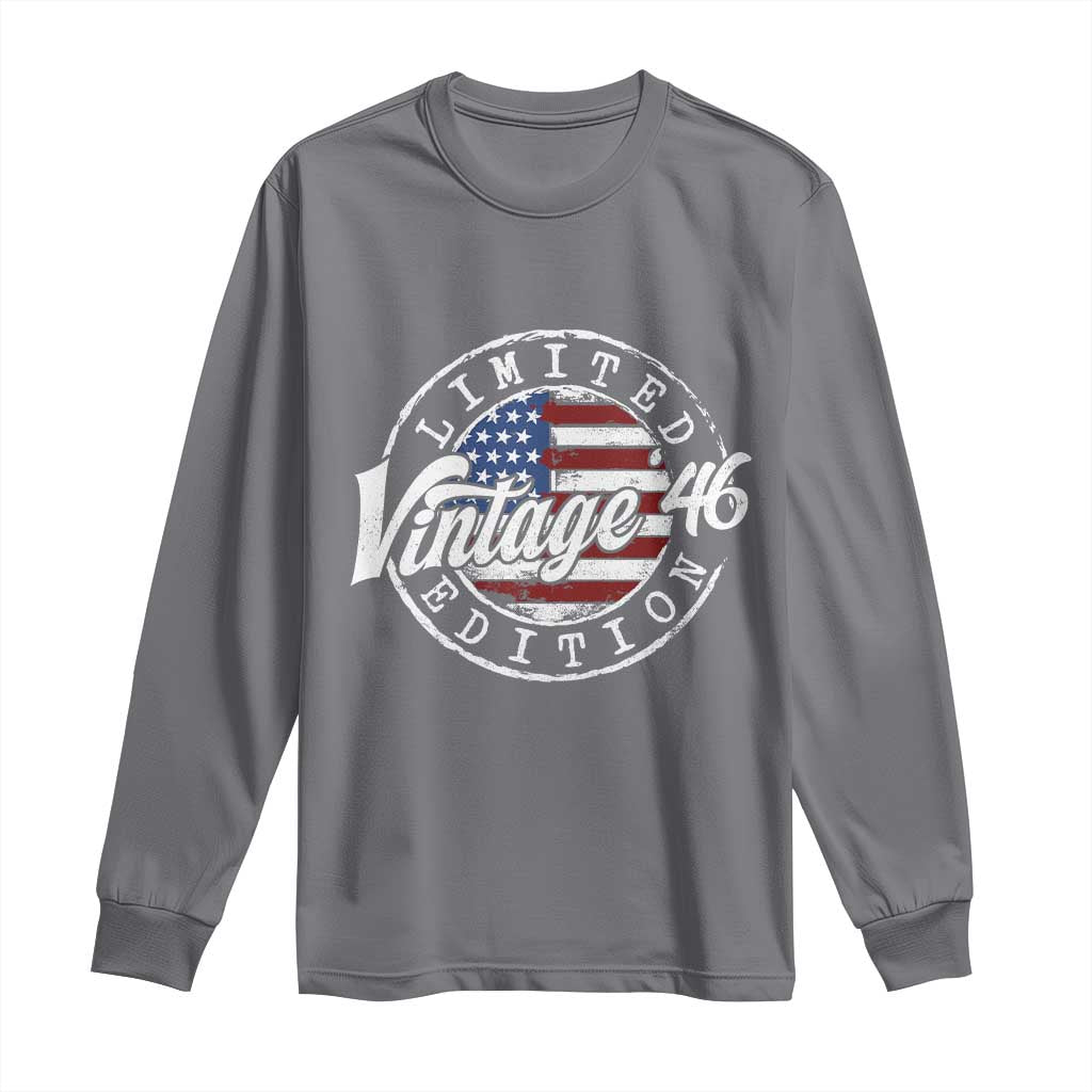 Funny 80th Birthday Long Sleeve Shirt Vintage 1946 Stamp 80 Years Old American Flag