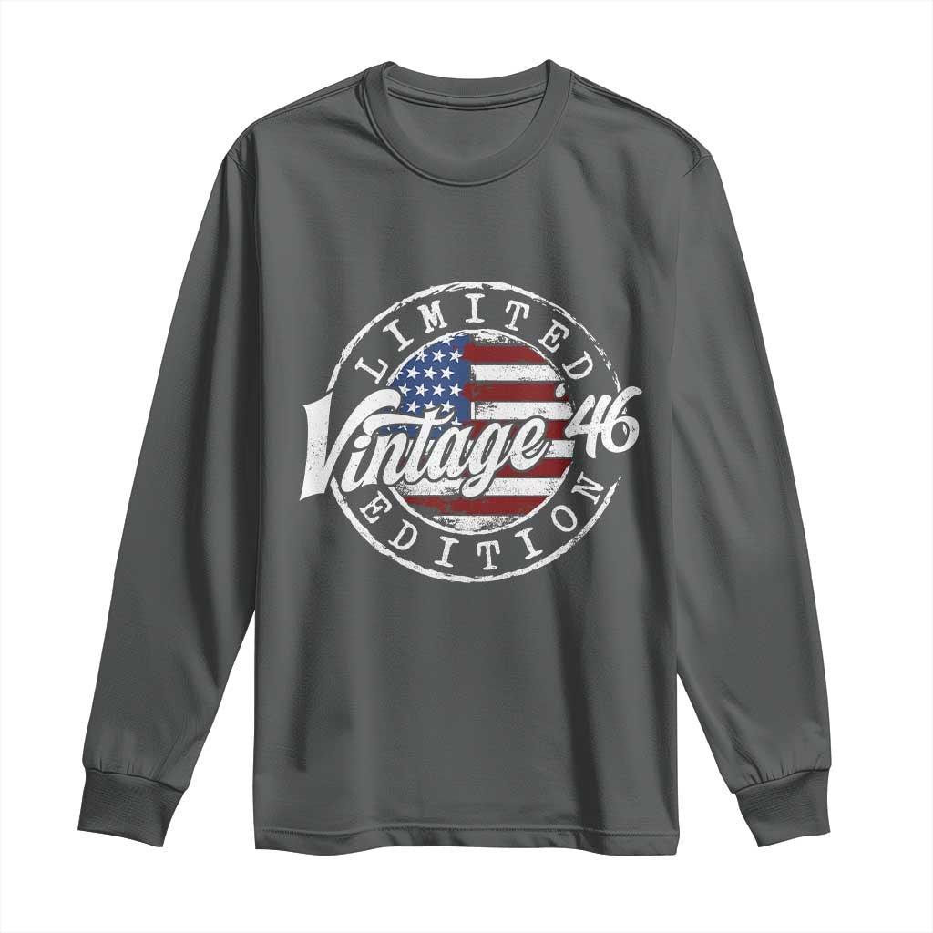 Funny 80th Birthday Long Sleeve Shirt Vintage 1946 Stamp 80 Years Old American Flag