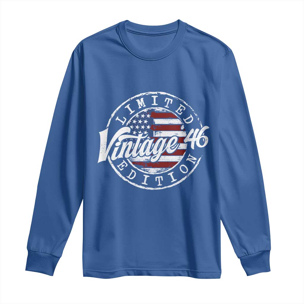 Funny 80th Birthday Long Sleeve Shirt Vintage 1946 Stamp 80 Years Old American Flag