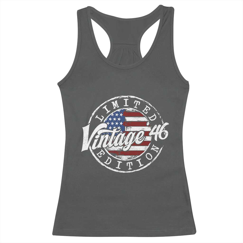 Funny 80th Birthday Racerback Tank Top Vintage 1946 Stamp 80 Years Old American Flag
