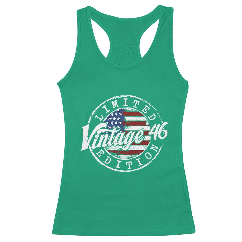 Funny 80th Birthday Racerback Tank Top Vintage 1946 Stamp 80 Years Old American Flag
