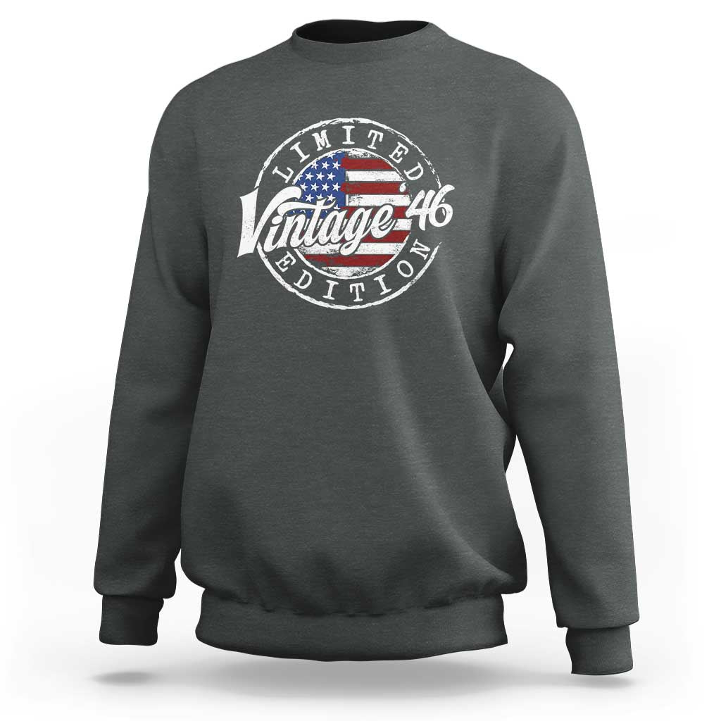 Funny 80th Birthday Sweatshirt Vintage 1946 Stamp 80 Years Old American Flag
