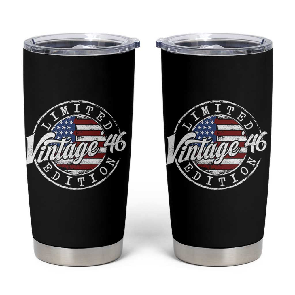 Funny 80th Birthday Tumbler Cup Vintage 1946 Stamp 80 Years Old American Flag