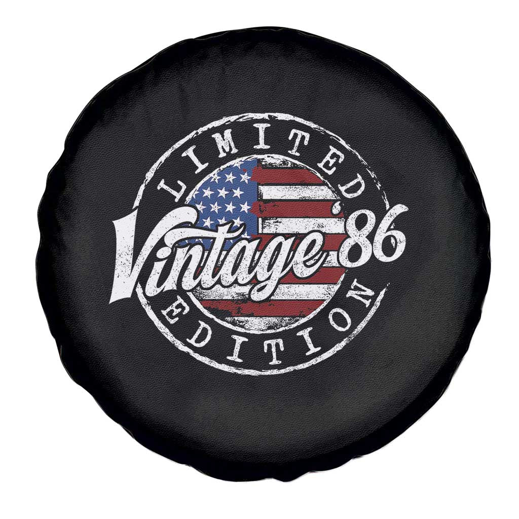 Funny 40th Birthday Spare Tire Cover Vintage 1986 Stamp 40 Years Old American Flag