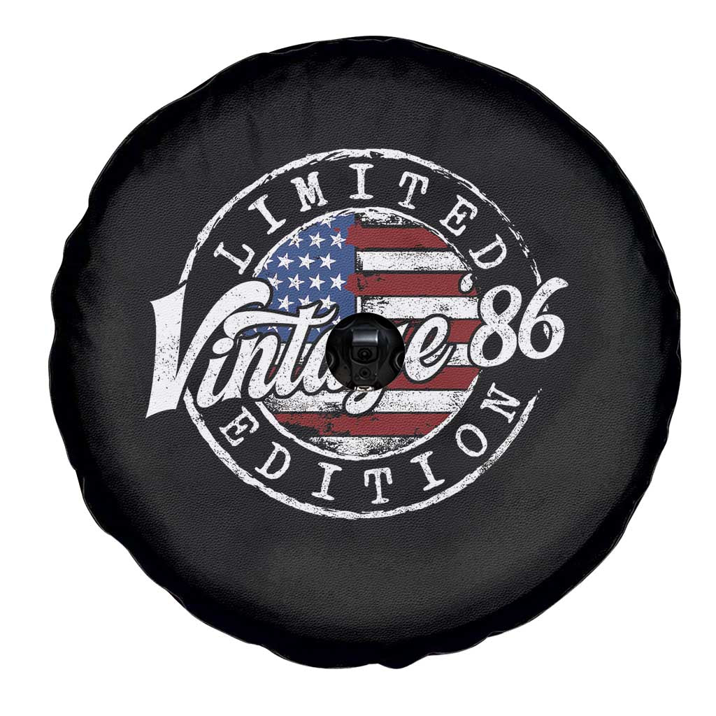 Funny 40th Birthday Spare Tire Cover Vintage 1986 Stamp 40 Years Old American Flag