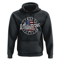Funny 40th Birthday Hoodie Vintage 1986 Stamp 40 Years Old American Flag