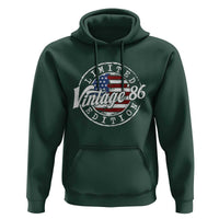 Funny 40th Birthday Hoodie Vintage 1986 Stamp 40 Years Old American Flag