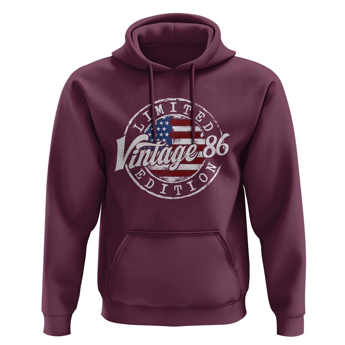 Funny 40th Birthday Hoodie Vintage 1986 Stamp 40 Years Old American Flag