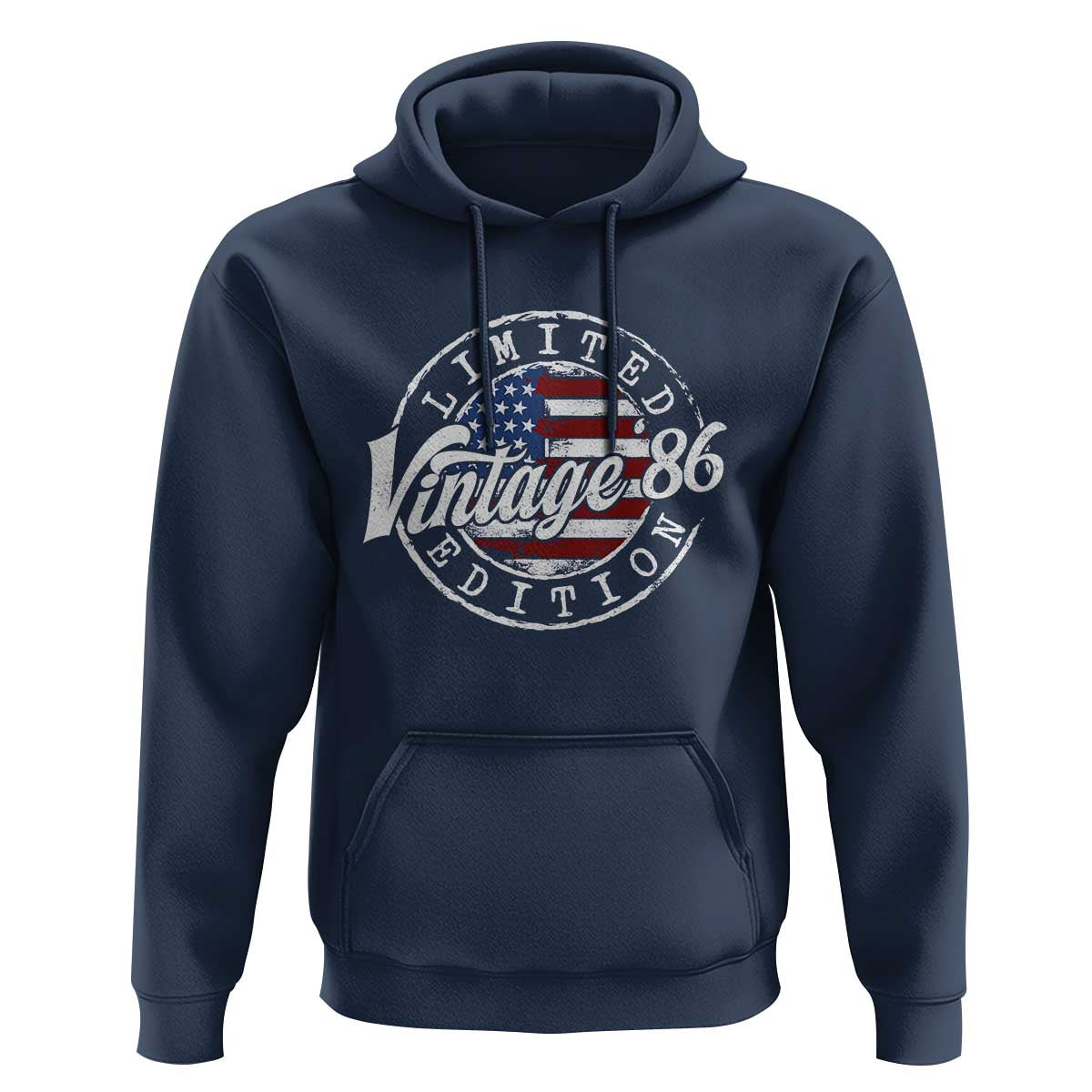 Funny 40th Birthday Hoodie Vintage 1986 Stamp 40 Years Old American Flag