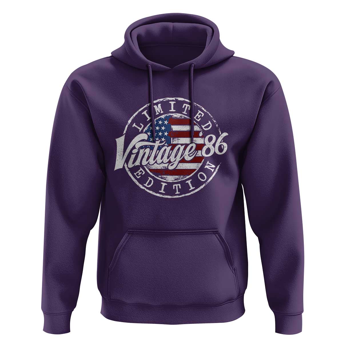 Funny 40th Birthday Hoodie Vintage 1986 Stamp 40 Years Old American Flag