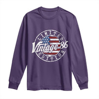 Funny 40th Birthday Long Sleeve Shirt Vintage 1986 Stamp 40 Years Old American Flag