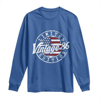 Funny 40th Birthday Long Sleeve Shirt Vintage 1986 Stamp 40 Years Old American Flag