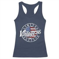 Funny 40th Birthday Racerback Tank Top Vintage 1986 Stamp 40 Years Old American Flag