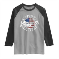Funny 40th Birthday Raglan Shirt Vintage 1986 Stamp 40 Years Old American Flag