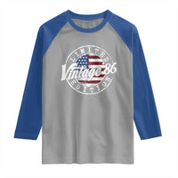 Funny 40th Birthday Raglan Shirt Vintage 1986 Stamp 40 Years Old American Flag