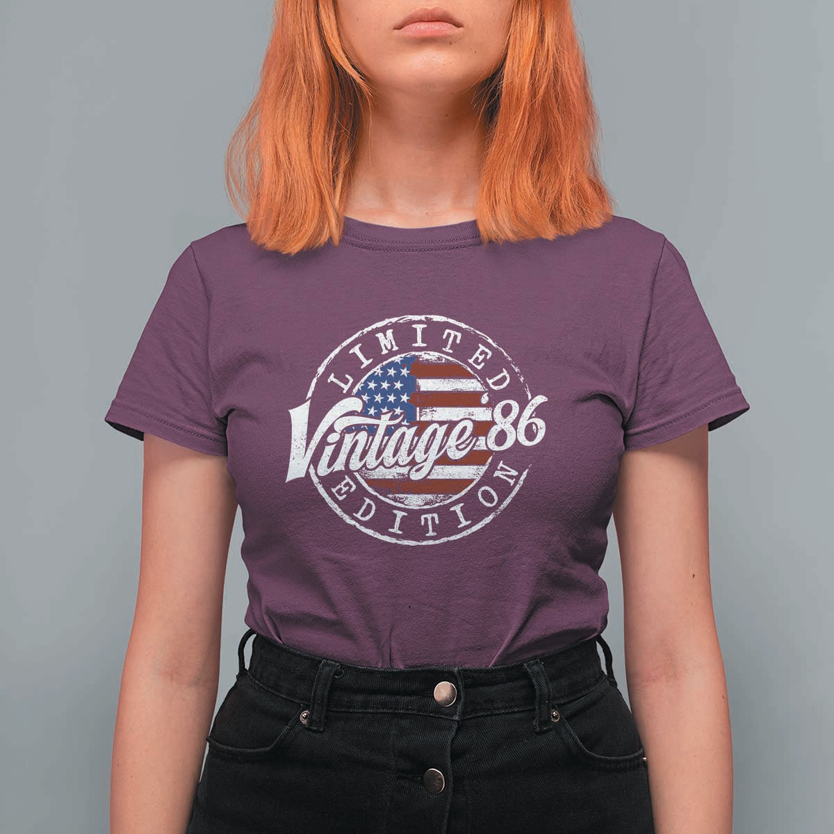 Funny 40th Birthday T Shirt For Women Vintage 1986 Stamp 40 Years Old American Flag
